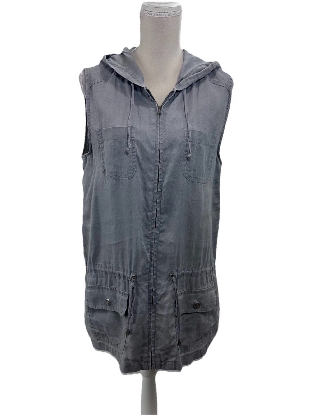 Kenar Lightweight Linen Top Vest in Gray